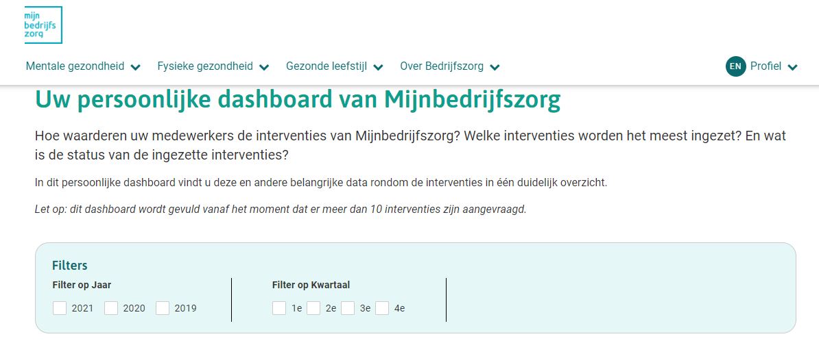 Zo komt u bij het Bedrijfszorg dashboard. Hoe werkt het Bedrijfszorg dashboard